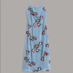 Rag & Bone Jolene slip dress - light blue midi embroidered flowers